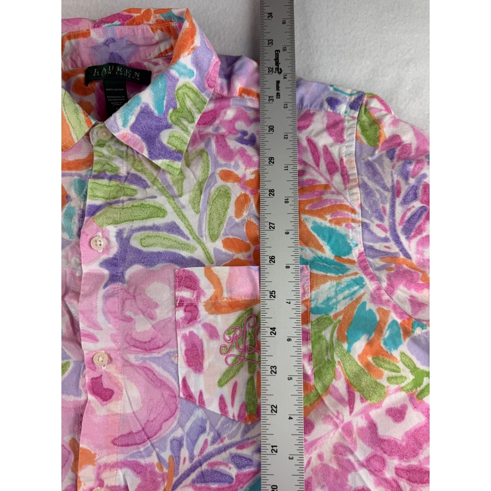 Lauren Ralph Lauren Floral Button‎ Down Shirt Womens Size S Colorful Cotton - Picture 8 of 10